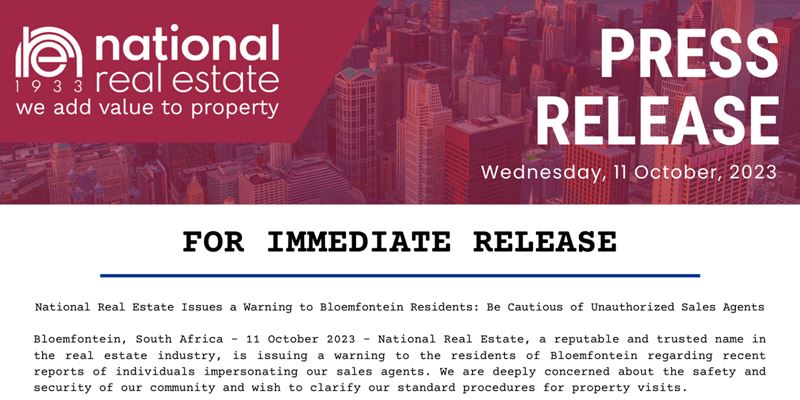 National Real Estate - Press release 10th of October